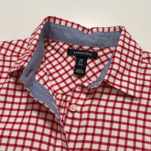 Lands End Plaid Cotton Button Shirt Size XS - Picture 3 of 9
